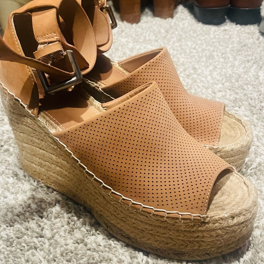 Marc Fisher Tan espadrille wedge Sandals